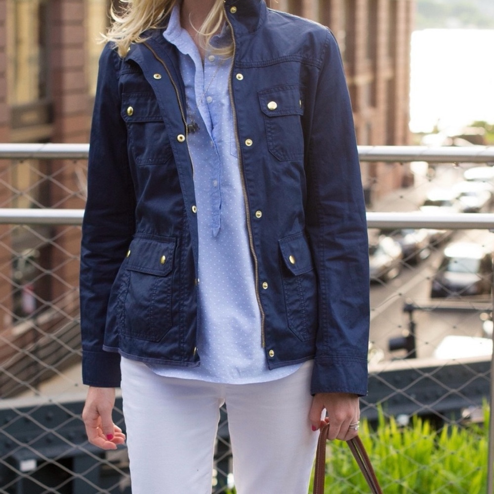 J.Crew Relaxed Boyfriend Downtown Field Jacket Navy Blue XS |Utility Minimalist